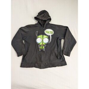 Vtg Y2K Invader Zim Women’s Size XXL Double Zip Hoodie Mighty Fine Cartoon READ